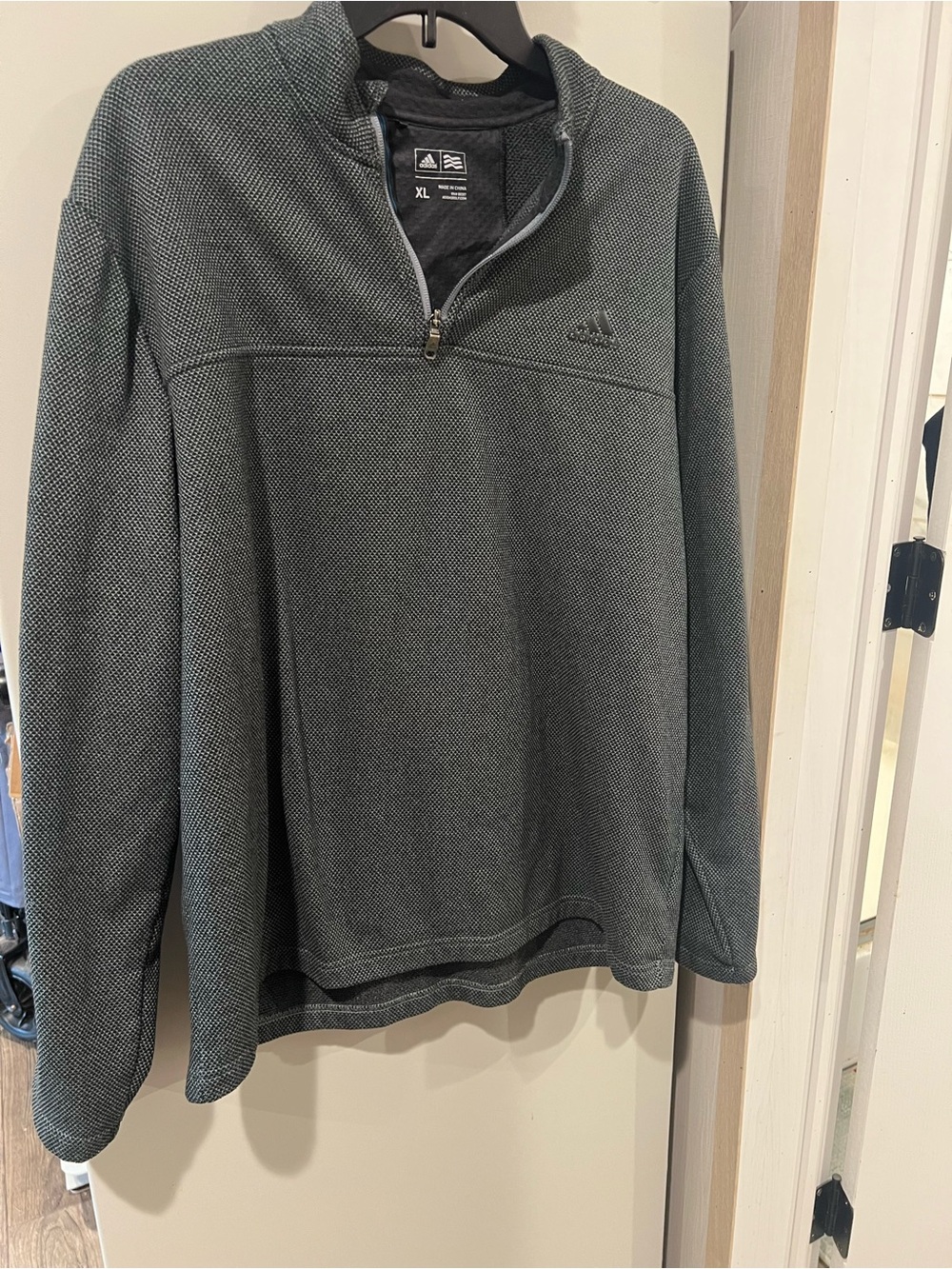 adidas Men’s Charcoal Gray Quarter-Zip Pullover Sweater